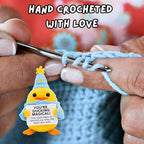 Handcrafted Crochet Witch Doll, Small 2.5x1.5x4 Inch Decorative Plush Figure, Yarn Material, Magical Theme, Inspirational Signs, for Ages 13+ (Duck Wizard)