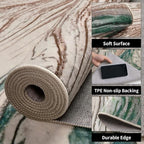 Ciicool Abstract Swirl Area Rug Indoor, 5x7 Washable Entryway Rug, Modern Soft Throw Entry Rug with Non-Slip Backing for Bedroom Living Room Entrance Kitchen, Low-Pile Floor Carpet Doormat Green