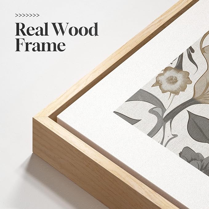 Framed Vintage William Morris Canvas Wall Art Set of 3, Large Neutral Floral Artwork Prints, Botanical Nature Aesthetic Wall Decor for Living Room, Bedroom, Hallway and Office, Total Size 30x60