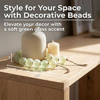 Modern Frosted Glass Bead for Home Decor and Bathroom - Refined Garland with Jute Cord Accent for Shelf and Coffee Table Styling - Light Reflective Piece for Office and Living Room - 3", Green