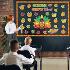 Thanksgiving Turkey Bulletin Board Decorations Set Thanksgiving Classroom Decorations Gobble Up God’s Word Fall Pumpkin Maple Leaf Cutouts for Autumn Harvest Christian Religious School Wall Decor