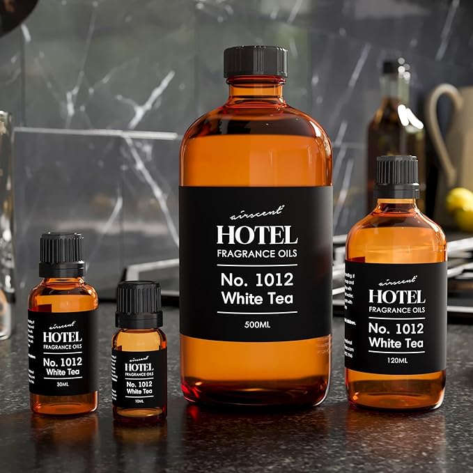 AirScent Hotel Diffuser Oil No. 1012 Inspired by The Renowned White Tea Hotel Scent - Premium Fragrance Oil for Ultrasonic and Waterless Diffusers and Crafting - 10 mL, 0.34 fl oz Bottle