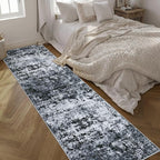 Washable Area Rug 3x14 Entryway Rug: Washable Modern Abstract Soft Thin Rug Indoor Floor No Slip Stain Resistant Carpet for Bedroom Dining Room Farmhouse Nursery Home Office - Black