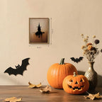 Framed Vintage Witch Wall Art, Minimalist Halloween Witch Canvas Prints, Spooky Gothic Dark Academia Witches Painting, Rustic Aesthetic Halloween Wall Decor for Bedroom Living Room 8x10 inch