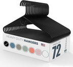 Neaties Heavy Duty Clothes Hangers 50+ Pack (72 Count) – Made in the USA – 8lb Capacity Plastic Hangers for Adult Clothing – Durable for Pants, Coats, Jackets, or Jeans – Black