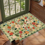 U'Artlines Indoor Door Mat Entrance Rug 2'x3'Soft Non Slip Machine Washable Floral Small Area Rug Carpet for Entryway Kitchen Bathroom Bedroom Green