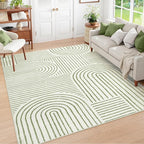 Lahome Abstract Washable Area Rug 5x7, Soft Bedroom Rug Ultra-Thin Non Slip Green Rugs for Living Room, Modern Accent Rug Large Carpet for Dining Room Office(5'x7',Green)