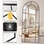 Antok 71" x 28" Full Length Mirror, Floor Mirror Arched Window Decorative Mirror, Metal Framed Decor Farmhouse Floor Mirrors Art Pane Mirrors Wall Decor for Bedroom, Living Room, Entryway Bronwn