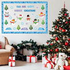 Christian Christmas Bulletin Board Decorations Set - Religious Classroom Decor - God Made Me Unique Snowflake Snowman Cutouts for Xmas, Winter Holiday School Wall Decor