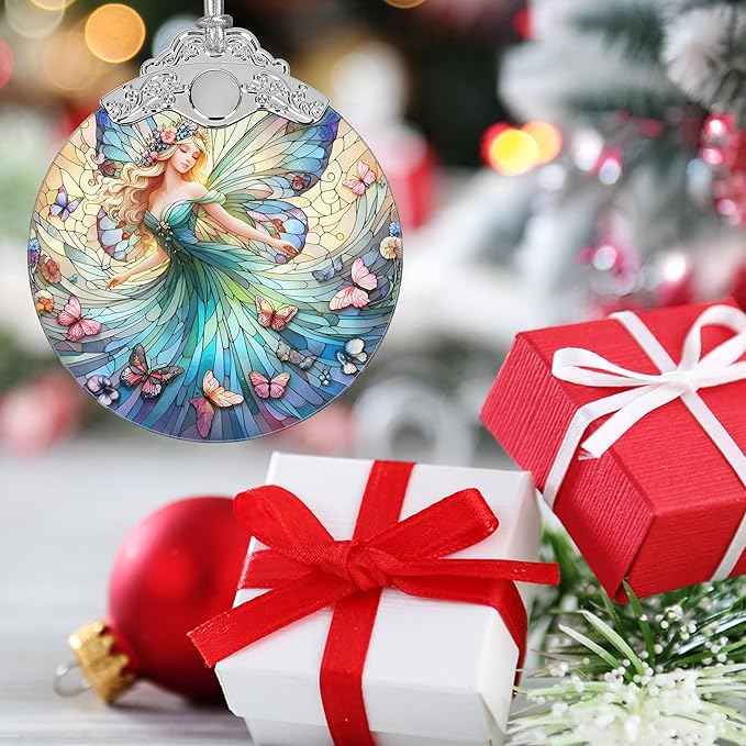 Jocidea Stained Glass Hanging Decor - Fairy Christmas Ornament - Gifts for Friends, Sisters