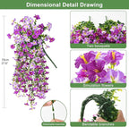Artificial Fake Hanging Flowers Plants for Outdoor Spring Decoration,2 PCS Faux Silk Morning Glory with Eucalyptus Leaves,UV Resistant Realistic Trailing Vines for Balcony Porch Patio Yard Garden