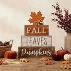 Lineshading 4 Pcs Fall Decoration for Home Wooden Maple Leaf Thanksgiving Table Centerpiece Rustic Thanksgiving Tiered Tray Decor Decorative Fall Leaves Block Signs Farmhouse Autumn Decor for Kitchen
