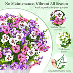MARTINE MALL 12 Bundles Look Real Artificial Flowers for Outdoors, Realistic Fake Outdoor Flowers, UV Resistant Silk Pansy Flower for Outside Faux Flower Plant for Outdoor Porch Yard, Three Mix Colors