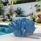 Etlemonde Blue Beach Coastal Fan Coral Decor Resin Statue - Faux Sea Coral Reef for Bathroom Shelf, Coffee Table, Nautical Beach House Home Decor Accent
