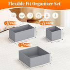 Drawer Organizer Clothes, 16 Pack Drawer Organizers and Underwear Organizer for Nursery, Dividers Clothes Organizer, Closet Organization and Foldable Storage Bins for Socks, Bra, Tie, Grey