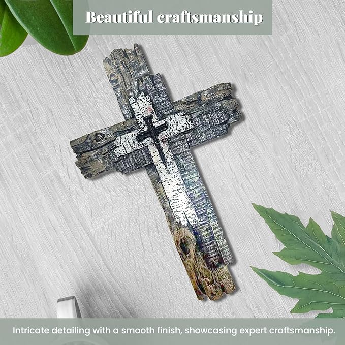 Taprion Modern Rustic Wall Cross Christian Cross Wall Decor - Brown Wood Tones Wall Art for Home Decor