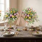24inch Floral Swag Artificial Spring Lavender Daisy Swag with Wildflower Wisteria Front Door Twigs Leaves Flower Decorative Swag for Farmhouse Wedding Arch Party Wall Home Indoor Outdoor Holiday Decor