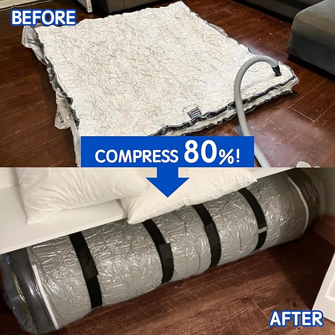 Storage Master Vacuum Storage Bag for Queen Full Size Mattress - Ideal for Memory Foam and Latex Up to 14 Inches - Designed for Easy Moving, Shipping and Storing with Straps (QUEEN/FULL)