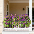 Homsunny Artificial Fake Flowers Plants for Outdoor, 2PCS Long 29.5 in Faux Petunias Silk Flower UV Resistant No Fade for Home Outside Garden Balcony Yard Porch Realistic Spring and Summer Decor