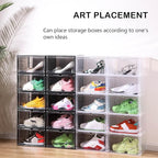 Attelite 8 Pack Shoe Boxes Clear Plastic Stackable, Upgrade Large Shoe Storage Organizer Containers with Magnetic Door for Display Sneaker, Easy Assembly