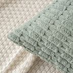 MIULEE Pack of 2 Spring Corduroy Decorative Throw Pillow Covers 16x16 Inch Soft Boho Striped Pillow Covers Modern Farmhouse Home Decor for Summer Sofa Living Room Couch Bed Greyish Green
