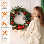 12 in Wreath-Hangers for Front Door,Door-Wreath-Hanger-Clear Over The Door Hooks,2 Pack Non-Scratch-Door-Hanger Hook for Easter Christmas Halloween Fall Wreath Decorations,Welcome Sign for Front Door
