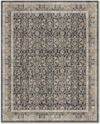 Washable 8x10 Area Rugs for Living Room, Boho Non-Slip Vintage Distress Large Rugs for Bedroom Dining Room Nursery Office, 0.3" Neutral Oriental Throw Thin Carpet, Black/Brown/Blue/Multi
