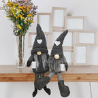 2Pcs Coffee Gnomes Plush Doll - Swedish Tomte Elf Dwarf Figurines, Scandinavian Collectible Gnome Decor, Dangle Leg Shelf Sitters for Home Kitchen Bar Farmhouse Decoration, Coffee Lover Gifts