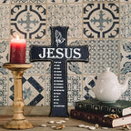 Cross Wall Decor - Black Scripture Wooden Cross For Wall - Gothic Wooden Hanging Signs Christian Easter Decor for Home Office Church Baptism - Christian Gifts for Men Women (Jesus) - A08