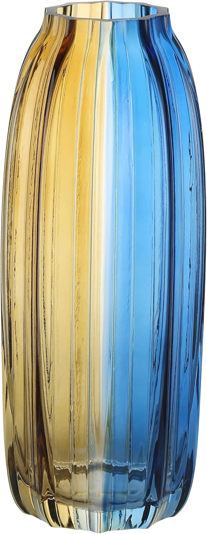 Christmas Flower Glass Vase Blue Gold Two-Toned Floreros Unique Decorative Vase 12.0" Vases Decorations for Centerpieces, Home Decor,Bouquet,Holiday Table