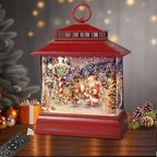 Christmas Snow Globe Lantern Water Glittering Lantern with 8 Songs & 6H Timer Romote Control Christmas Snow Globes USB & Battery Operated for Christmas Festival Decorations Gifts (Santa and Reindeer)