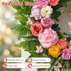 Yastouay Summer Wreaths for Front Door, 24 Inch Large Summer Wreath with Realistic Rose Peony, Full Floral Wreaths for Front Door Porch Farmhouse Patio Wall Decor All Season
