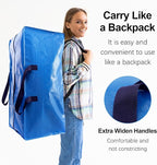 Heavy Duty Extra Large Moving Bags W/Backpack Straps - Strong Handles & Zippers, Storage Totes For Space Saving, Fold Flat, Alternative to Box and Bin (Set of 6, Multicolor)