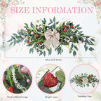 22'' Valentines Wreaths for Front Door Valentines Teardrop Swag Pink and Red Hearts for Valentine's Day Anniversary Wedding Decor Eucalyptus Wreath