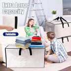 SWEET DOLPHIN 6 Pack Extra Large Moving Bags with Strong Zippers & Carrying Handles, Heavy Duty Storage Tote for Space Saving Moving Storage, Fold Flat, Alternative to Moving Box, Semi-Transparent
