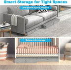 Under Bed Storage Container Bin 4 Pack, 4.5 Inch Slim Low Profile Underbed Clothes Storage Organizer for Dorm & Home, Use for Blanket and Toy Storage Box W/ Sturdy Bottom/Sides, Foldable Thick Fabric