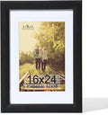 KTKDE 16x24 Picture Frame,Poster Frame Display Pictures 12 x 18 with Mat or 16x24 Without, Tempered Glass, 24 by 16 Black Wooden Frame Wall Gallery Photo Frame best gift