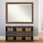 Amanti Art Bronze Wall Mirror 35x45 Manhattan Bronze Rectangle Bathroom Mirror for Wall Decor Living Room, X-Large Traditional Wood Frame, Hangs Horizonally and Vertically, Bathroom Decor, Beveled