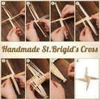 Bucherry St. Brigid's Wall Cross Decor Irish Gift Cross with History Card for Irish Blessing Gift for Celtic Imbolc Decor(Classic Style,8 in,Straw Color)