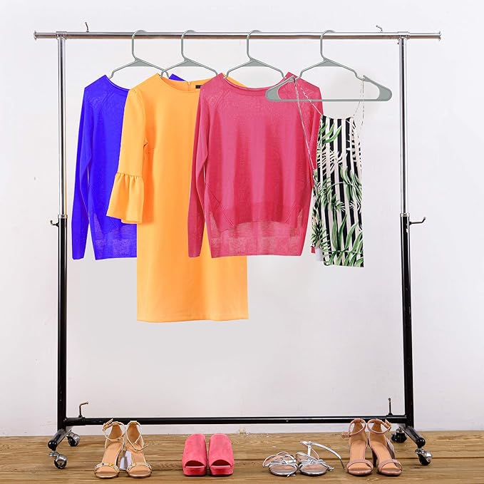 Utopia Home Plastic Hangers 100 Pack - Perfect Space Saving Clothes Hanger - Durable and Strong - Perfect Closet Organizers with Shoulder Grooves (Grey)