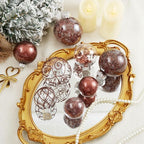 Wironlst Christmas Ball Ornaments Shatterproof Clear Large Plastic Hanging Ball Decorative Baubles Set with Stuffed Delicate Decorations (Multi-Siz, Brown)