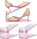 Yes!Fresh Shoe Slot Organizer, Boutique Display Style Shoe Stacker for A Pair of Shoes, Separable Shoe Rack for Closet Organization, 3 Adjustable Narrow Shoe Rack (Pink, 2 Pack)