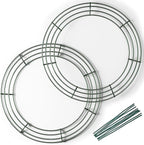 2-Pack 14 Inches Wire Wreath Frame – Round Metal Wreath Form with Ring Design for DIY Crafts, Floral Projects, and Home Decor – Dark Green Wire Frame for Christmas Holiday & Weddings