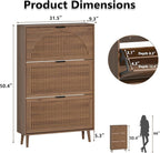 Shoe Cabinet for Entryway with 3 Flip Drawers, Slim Wooden Shoe Storage Organizer with Modern Fluted Pannel，Freestanding Narrow Hidden Shoe Rack for Hallway, Foyer, Living Room