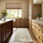 Non-Slip Washable Runner Rug 2x6, Beige & Blue Vintage Design for Hallway, Kitchen, Laundry Room & Bathroom
