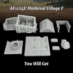 Unpainted 3D Printed Tabletop RPG Terrain–25 Scale Map Props for Trench Crusade & DND Bundle,Gable Roof Medieval Residence Scenery – Medieval Village F AF1124F