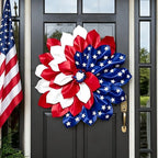 4th of July Decorations Outdoor Patriotic Wreaths for Front Door 250th Anniversary Decorations Red White and Blue American Flag Wreath (Red White and Blue American Flag)