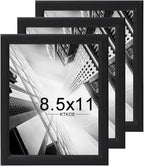 KTKDE 8.5x11 Picture Frame Set of 3,Certificate Frame Black with Clear Plexiglass, 8.5 by 11 Picture Diploma Document Degree Frames for Wall and Tabletop,best gift