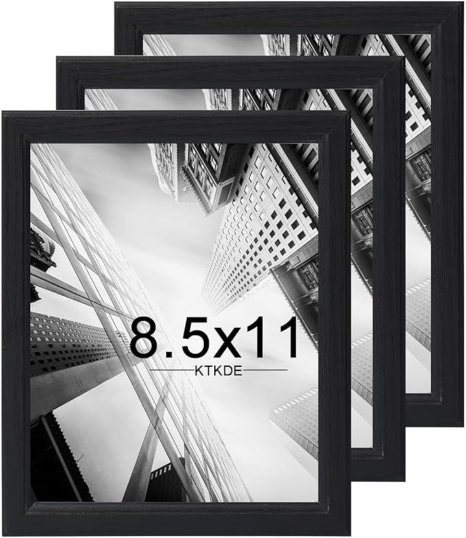 KTKDE 8.5x11 Picture Frame Set of 3,Certificate Frame Black with Clear Plexiglass, 8.5 by 11 Picture Diploma Document Degree Frames for Wall and Tabletop,best gift