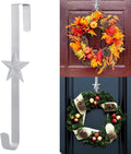 Wreath Hangers for Front Door,15" Sturdy Metal Wreath Doors Hangers,Over The Door Hooks for Front Porch Decor,Garland Hooks Holders for Halloween Christmas Decorations (Silver Star, 1 Pack)